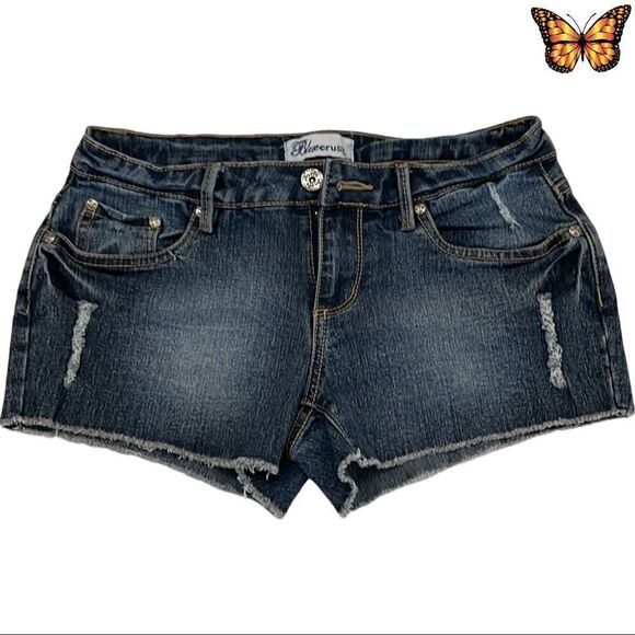 BLUE Crush Raw Edge Denim Shorts Size 1 - Picture 1 of 8